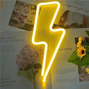 Neon Signs Lightning Bolt Neon Light Sign for Wall Decor, Battery or USB Powered